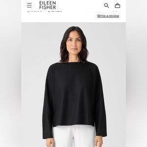 Eileen Fisher Boiled Wool Black Bateau Boxy Top